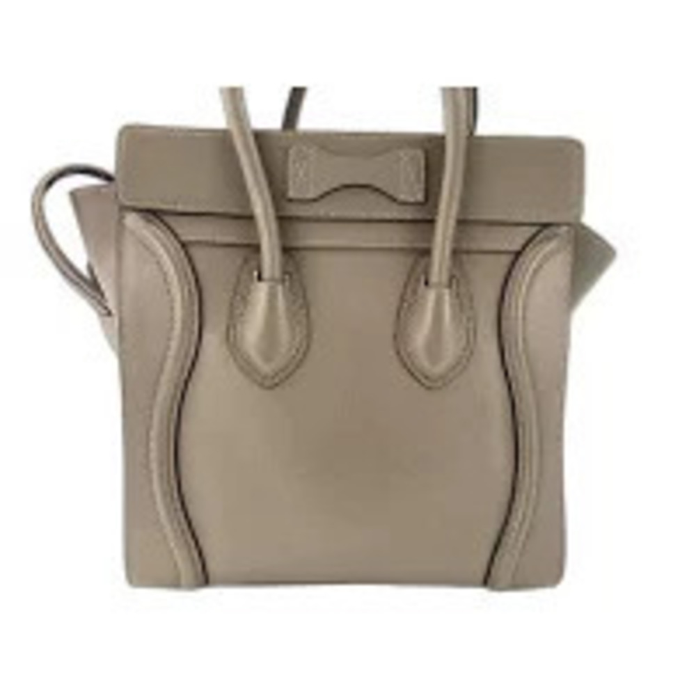 Celine Leather Luggage Tote Handbag Gray